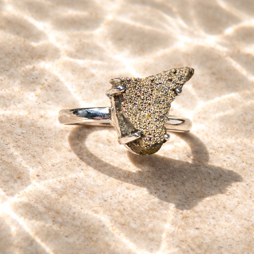 Rainbow Pyrite Druzy Ring - Picture 4 of 14